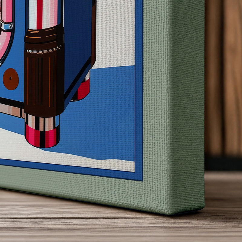 Jukebox Retro - Wrapped Canvas, 18x12 - 45.7 x 30.5 cm, Sage Border