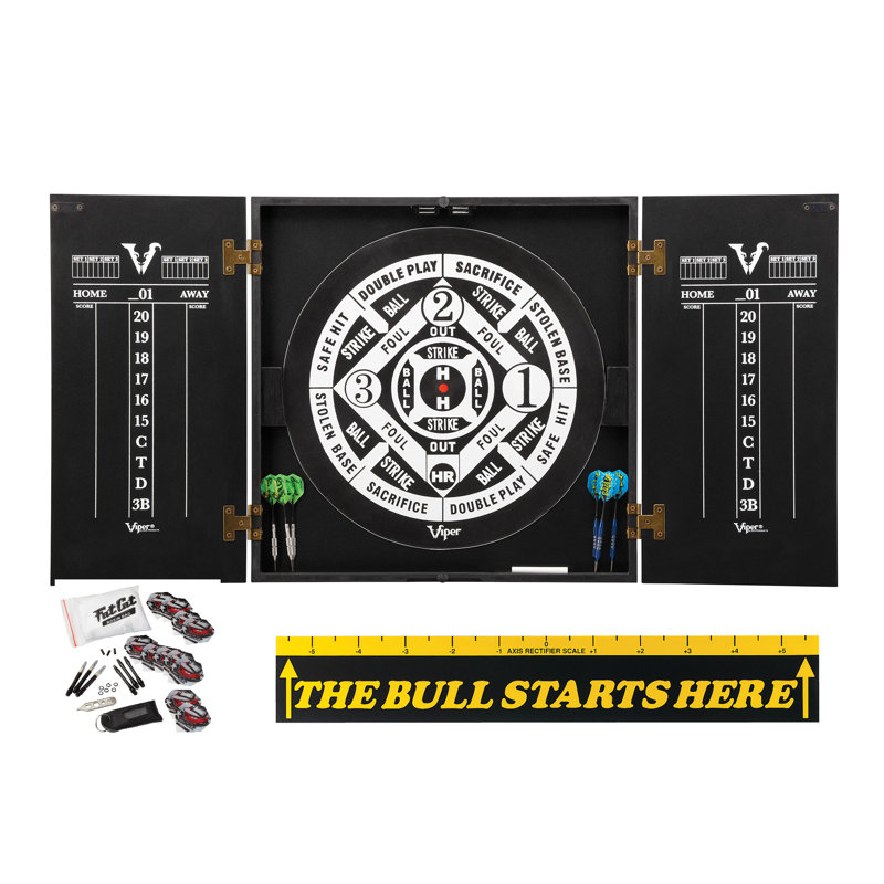 Hideaway Coiled Cork Dartboard and Cabinet Set with Darts