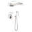 Bathroom Shower System With Brushed Nickel Wall Mounted Waterfall Head Rain Dual & Rainfall Drops Flow