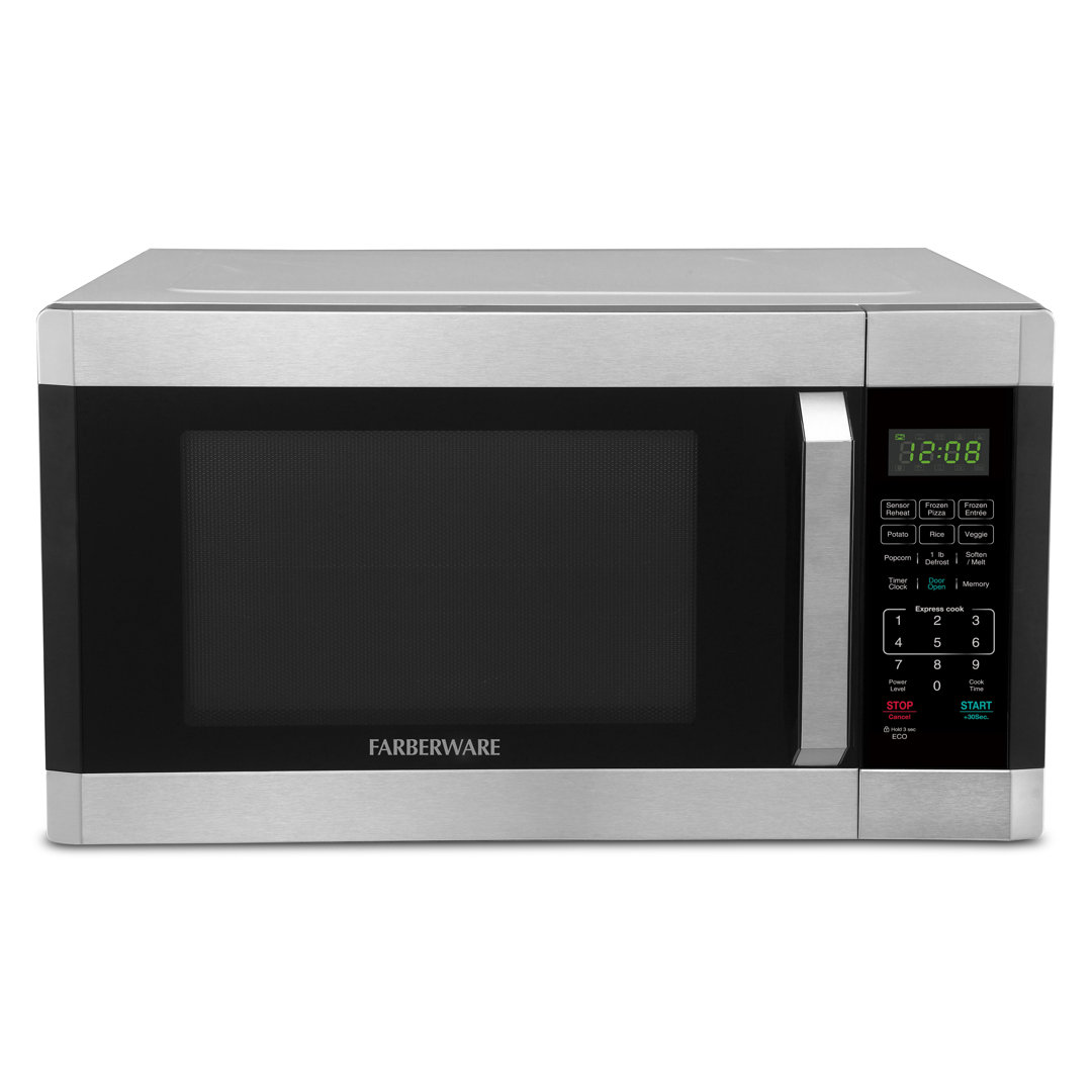 Farberware Professional 1.6 Cu. Ft. 1100-Watt Microwave Oven with Smart Sensor, Stainless Steel with Platinum Farberware