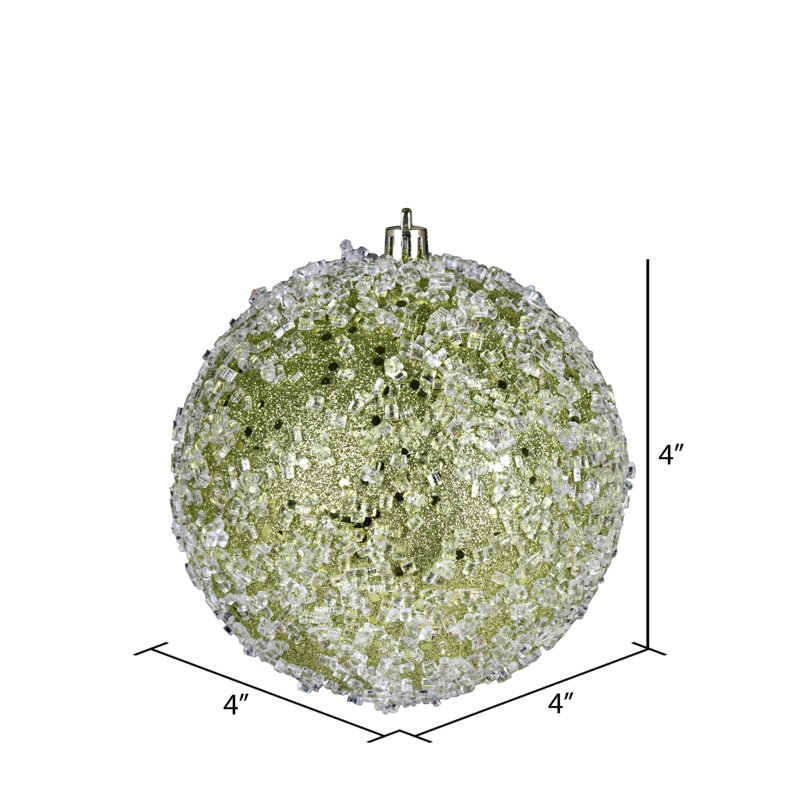 Ball Ornament, Lime, 4" H x 4" W x 4" D, 6