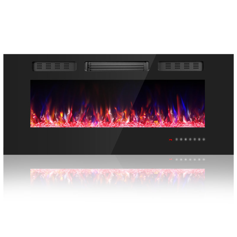 Foyer électrique 42 "avec flamme 12 couleurs - encastré / mural, télécommande, H 18,11 po x l 41,96 po x P 4,17 po