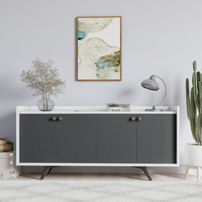 Console 59,1 po Edgartown, Blanc / noir, Blanc