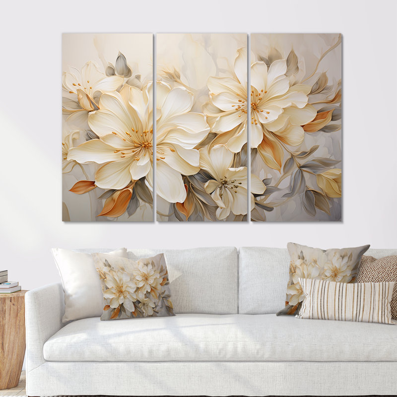 Minimaliste rhododendron pétale poème V - ensemble d'art mural sur toile rhododendron, H 32 po x l 48 po x P 1 po
