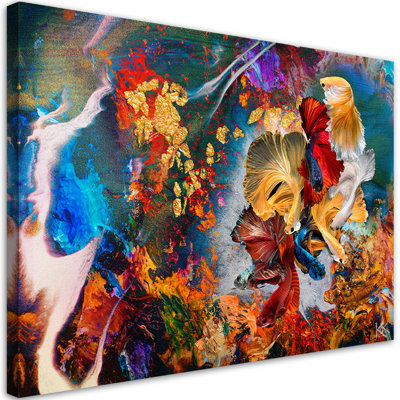 Colorful Fish Abstraction - No Frame Print on Canvas