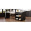 Îlot de cuisine noir moderne avec salle à manger extensible, rangement spacieux, 2 tiroirs, 1 port Type-C, table de salle à manger en faux marbre pour 2 à 6 personnes, armoire, rangement double, tablettes réglables, alimentation électrique