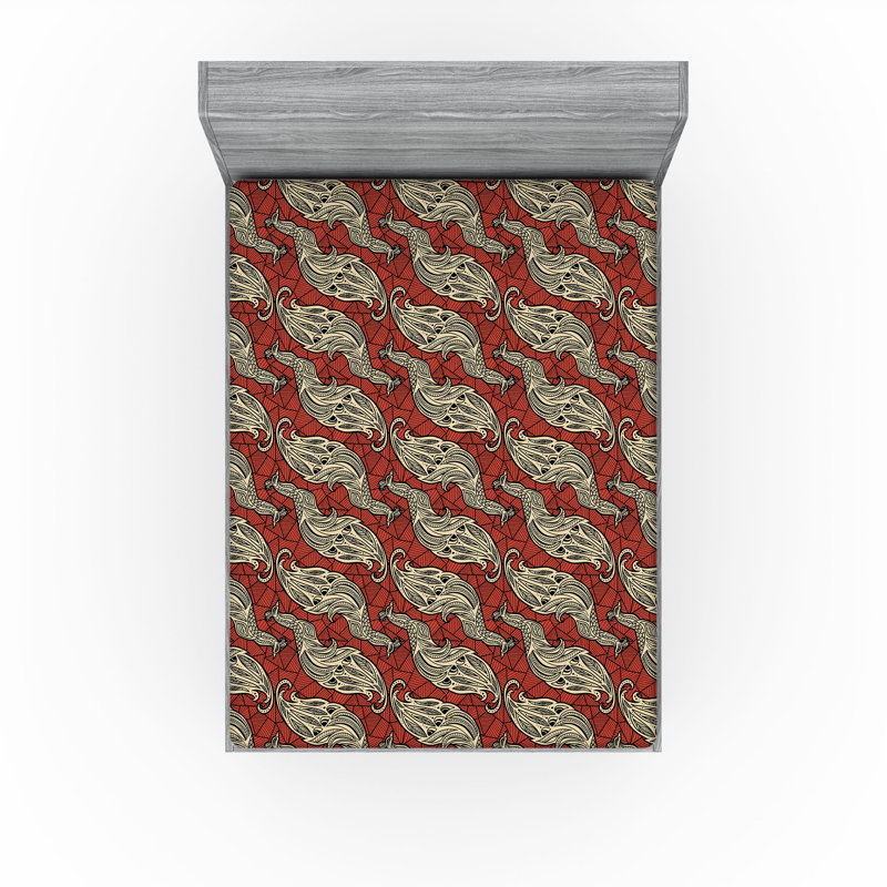 Drap-housse à motif floral Ambesonne, Cannelle, coquille d'œuf / abstrait, Drap-housse de taille double