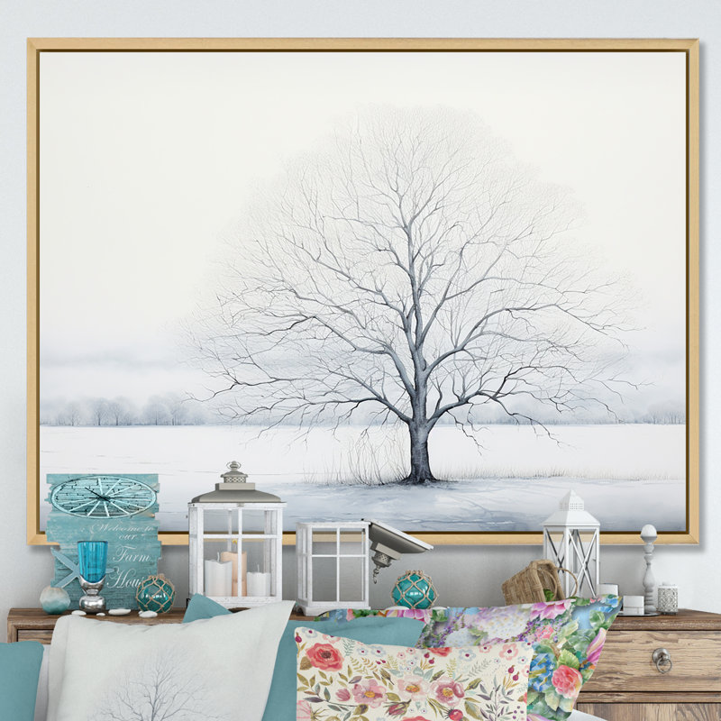 Winters Tree Minimalisme II, Cadre naturel flottant, 34" H x 44" W