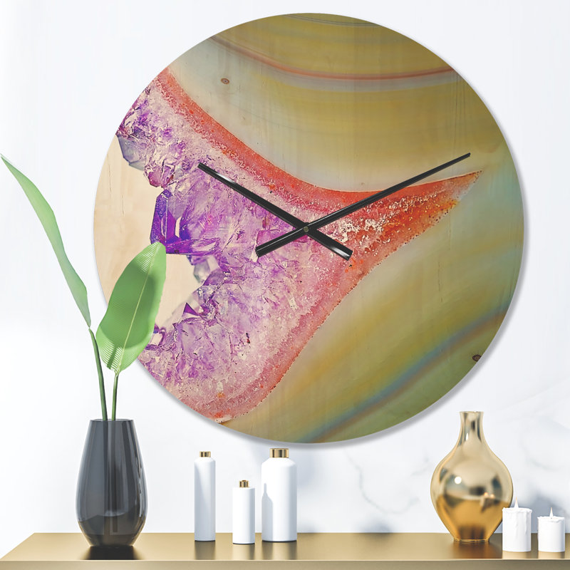 Agate naturelle - Horloge murale moderne en bois, Moyen
