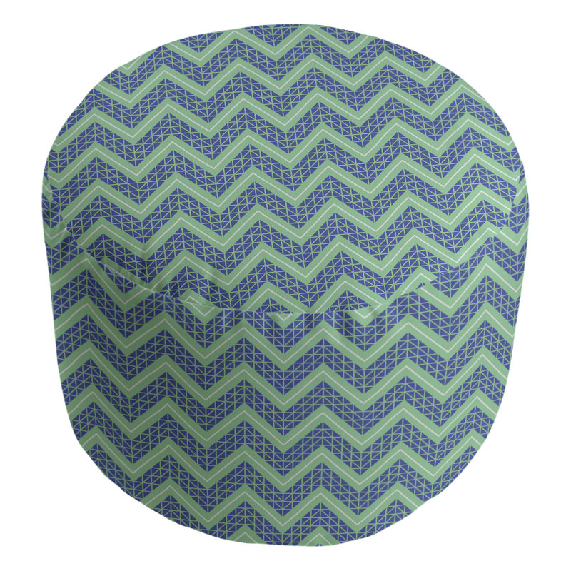 Upholstered Pouf, Green/Blue