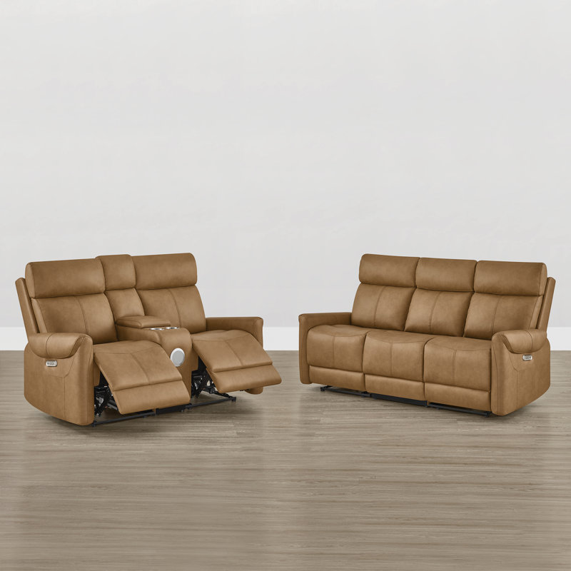 Canapé inclinable électrique 76,8 po 3 places, Saddle Tan