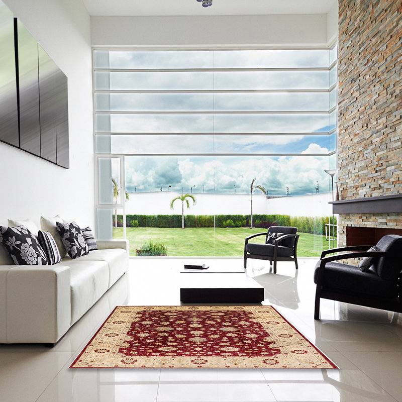 Tapis beige / rouge Furley, Carré 7 pi