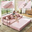 Canapé-lit modulaire convertible en forme de L, tissu chenille rose adapté aux animaux de compagnie, mousse à haute densité 4 couches, canapé-lit moderne pour le salon