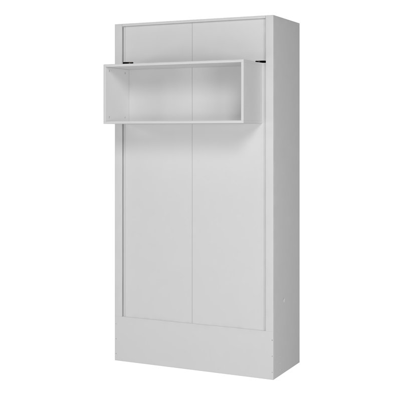 Lit escamotable avec rangement Dekari, Blanc, Lit simple
