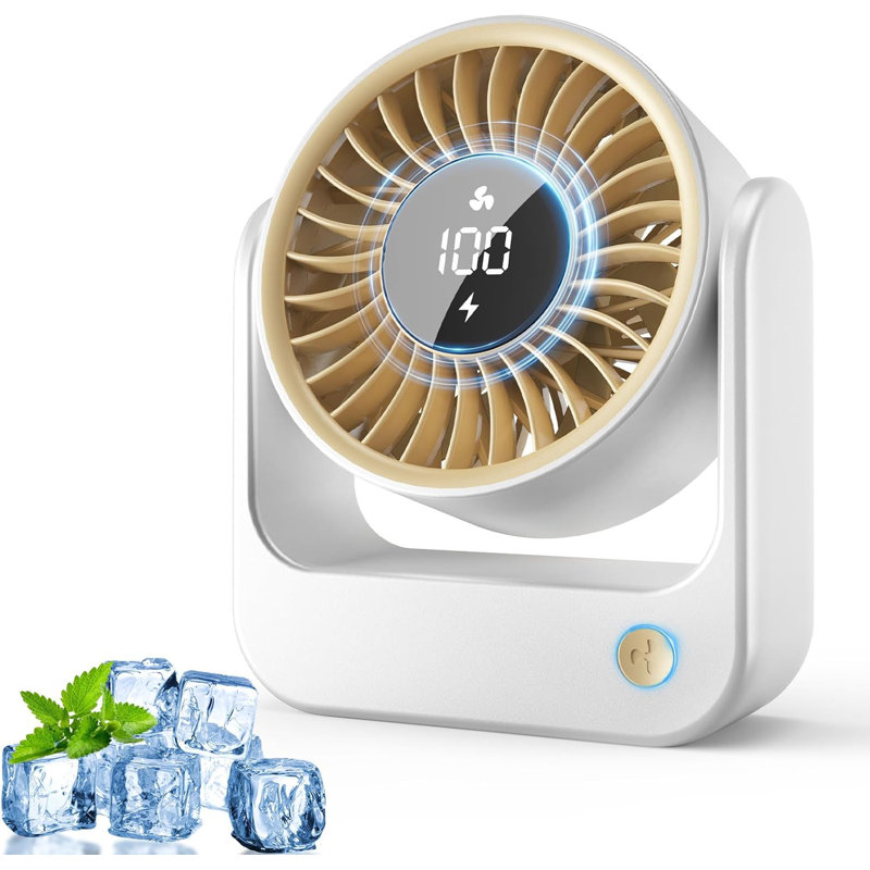Desk Fan - Small Desk Fan With Digital Display, USB Rechargeable Fans, 360° Adjustment, 5 Speed Modes, Portable Desktop Table Cooling Fans For Home Office Makeup And Hot Flashes, Gifts For Men/Women
