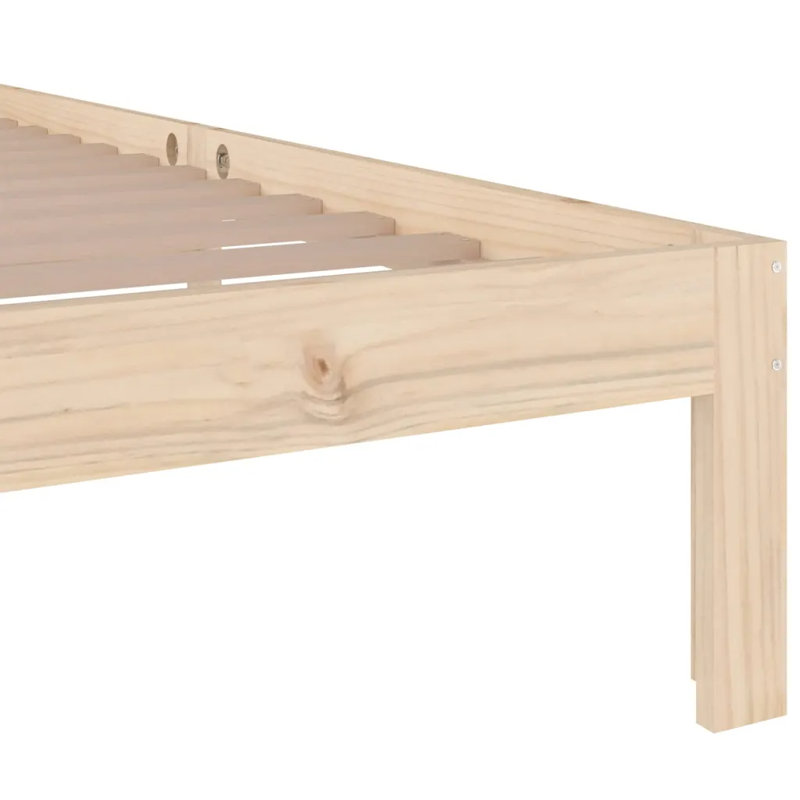Bed Frame Solid Wood, Natural, European Single (90 x 200 cm)