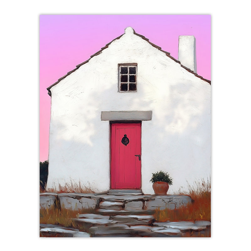 Scottish Bothy Cottage With Front Door Wall Art Print