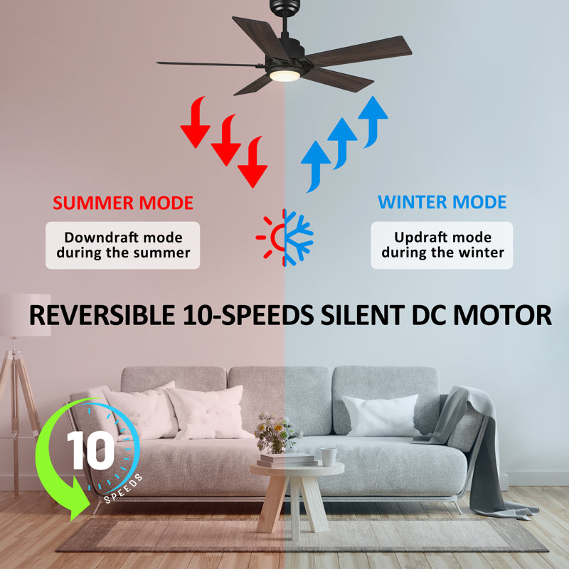 Smart Ceiling Fan With Remote, Light Kit, Works With Google Assistant And Amazon Alexa,Siri Shortcut., Dark Walnut, 48"
