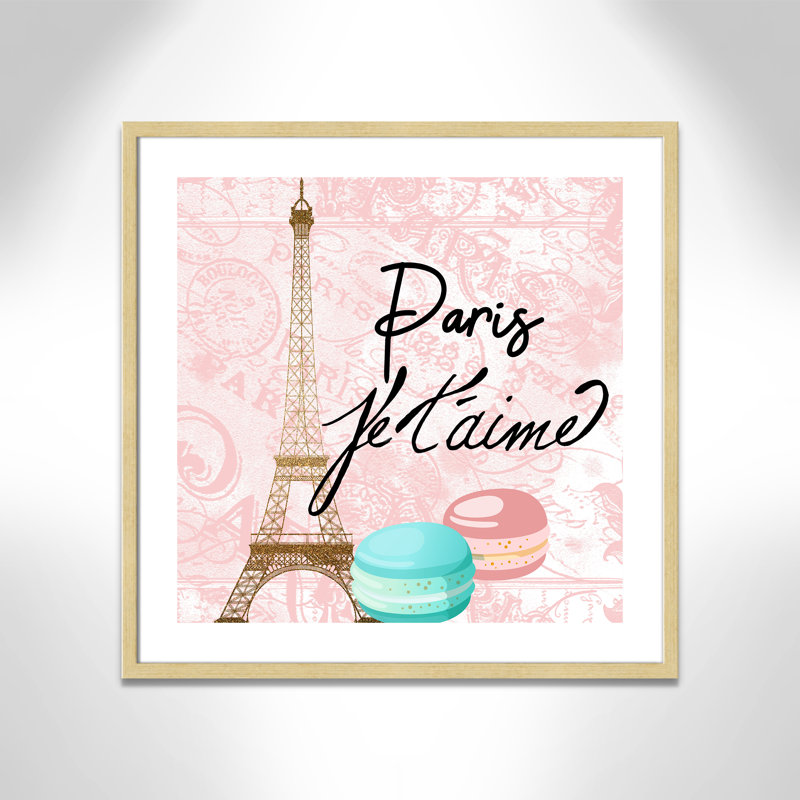 Bonjour paris 1, H 27,5 po x l 27,5 po x P 1,19 po, Cadre boîte champagne clair