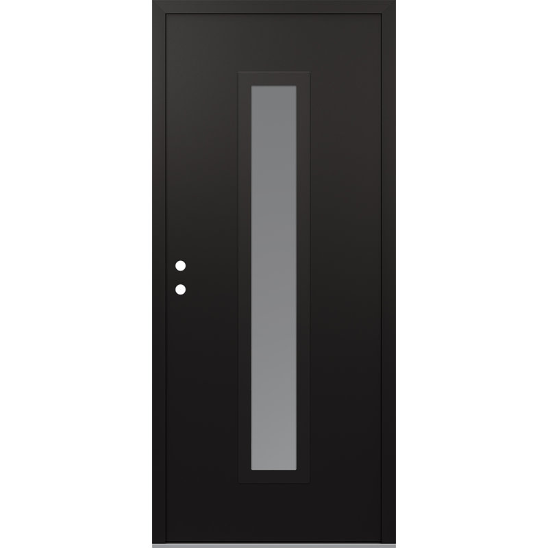 Diamant A11 droitier 36 po X 80 po Porte d'entrée avant à panneau en verre givré noir et blanc, Droite / vers l'intérieur