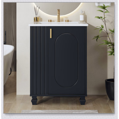 24 Inch Bathroom Vanity With Sink, Soft Closing Door, Side Open Storage, And Solid Wood Frame For Modern Bathrooms