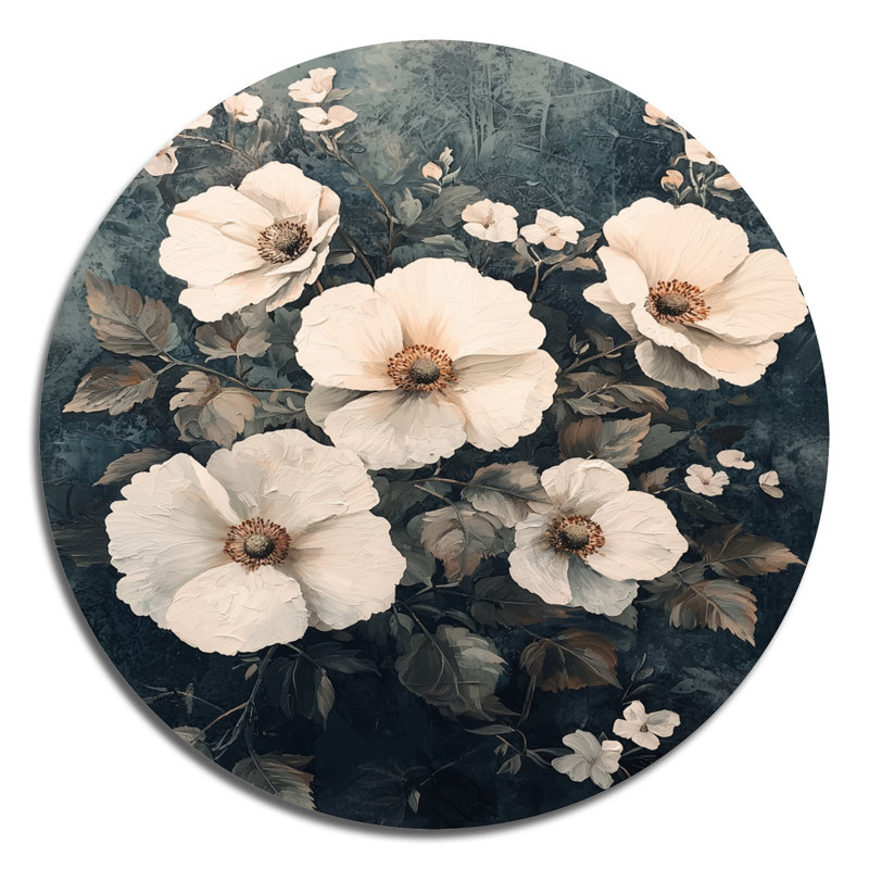Kaiona - coquelicots, art mural rond en métal, H 16 po x l 16 po