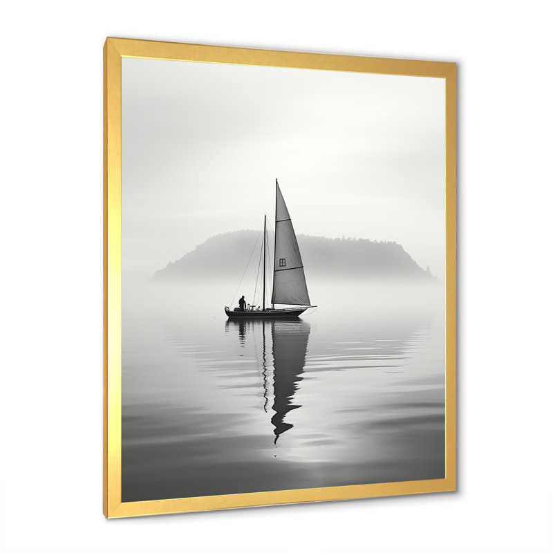 Voilier «Simplicity at Lake» sur toile, Encadrement doré, H 44 po x l 34 po x P 1,5 po