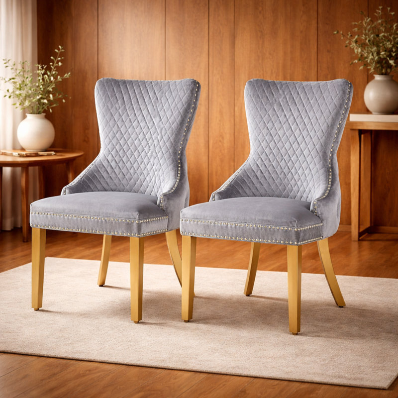 Upholstered Full Back Dining Chair, Grey