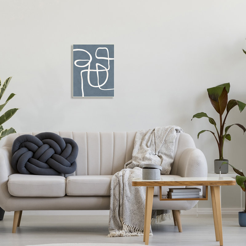 Dessin abstrait ligne abstraite cursive, Plaque murale, H 13 po x l 19 po