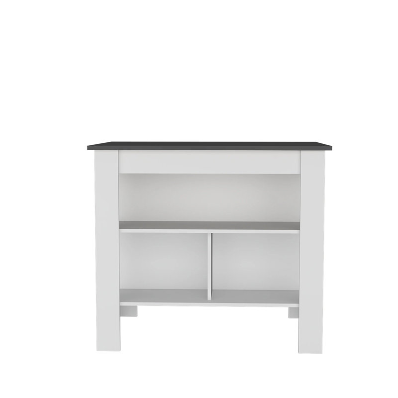Kitchen Island with Open Storage, White/Gray