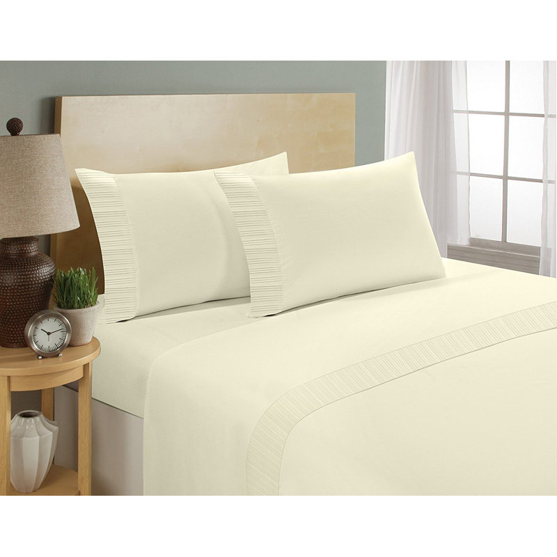 Chamberlain London Microfiber Solid Colour Sheet Set, Twin Sheet Set with Fitted Sheet and 1 Pillowcase, Ivory