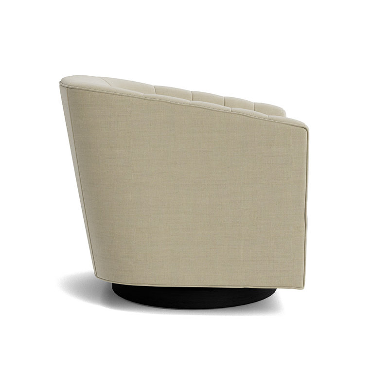Cooper Upholstered Swivel Barrel Chair, Performance Linen - Flax, Black