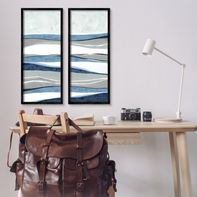 "Abstract Striped Landscape Flowing Waves" par Janet Tava - ensemble de 2 impressions sur toile