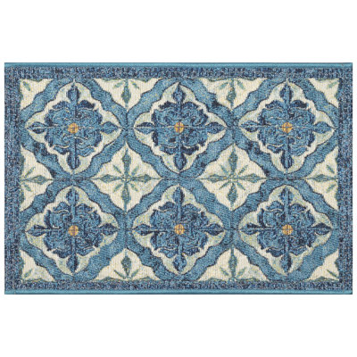 Catasha Geometric Polyester Non-Skid Kitchen Mat