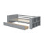 Lit de jour simple avec tablettes et tiroirs, gris