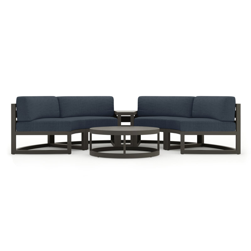 Bergeron 4 - Person Patio Conversation Set with Cushions, Spectrum Indigo Sunbrella®, Slate