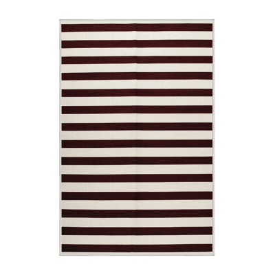 Machine Washable Horizontal Stripes Beige Area Rug