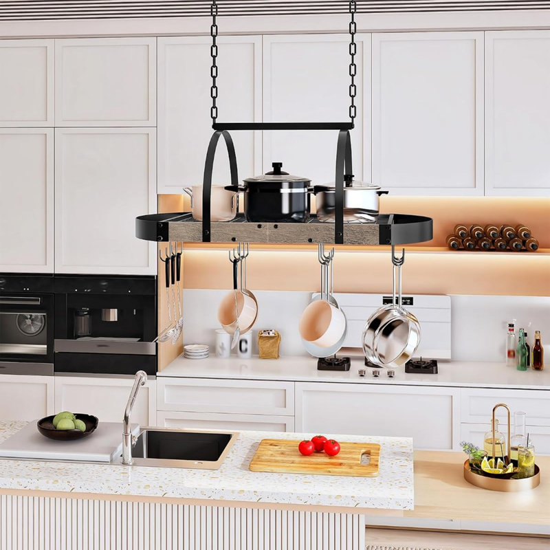 Space-Saving Cookware Organizer with 12 S-Shaped Hooks, Pot Hanger for Kitchen