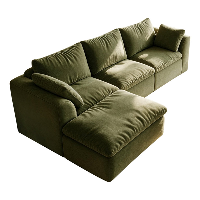 Sofa Upholstered " Linen Sectional, 6 seater, Green