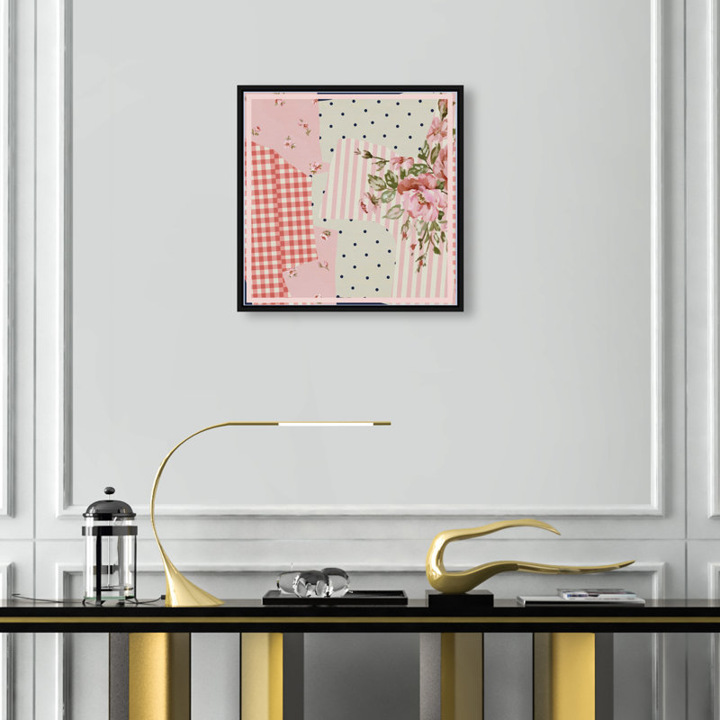 Patchwork Glam Canvas Abstract Print by Oliver Gal, Black Frame, 12 x 12, 17"H x 17"W, Black Floater Frame