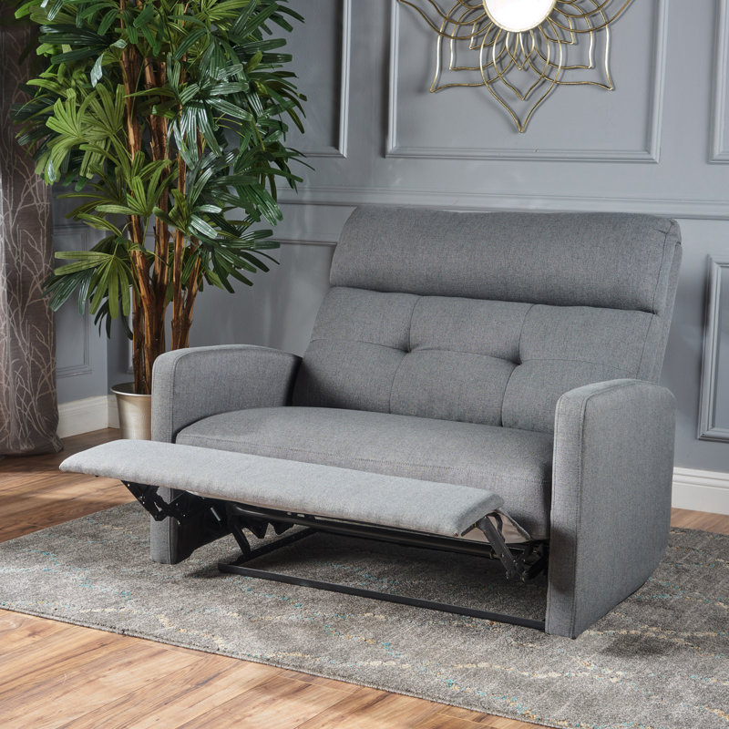 Wamsutter Manual Push-Back Recliner with Tufted Back , Charcoal Gray Polyester