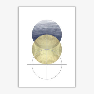 Navy And Gold Abstract Circles - Print