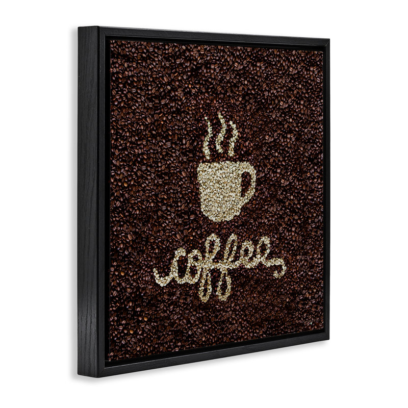 Cadre flottant à motif grain de café, design par Seven Trees Design, Cadre flottant noir de jais, H 18 po x l 18 po