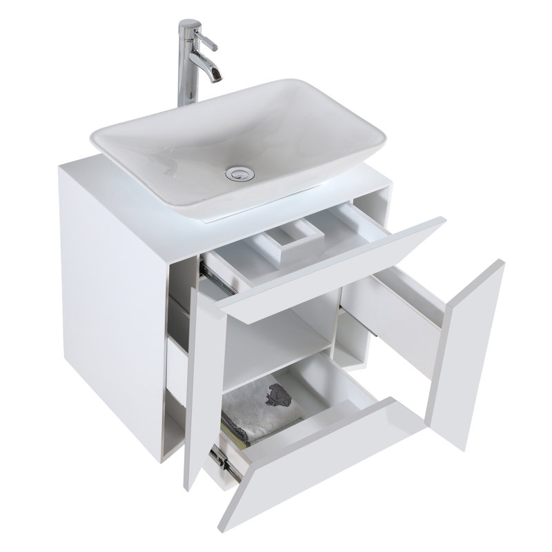 Ensemble de meuble-lavabo pour salle de bain simple 30 po Tyne, Blanc mat, Chrome poli