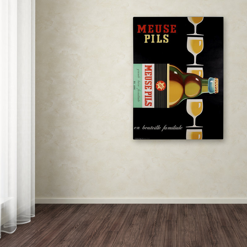 « meuse bière », affiche rétro sur toile tendue, H 19 po x l 14 po