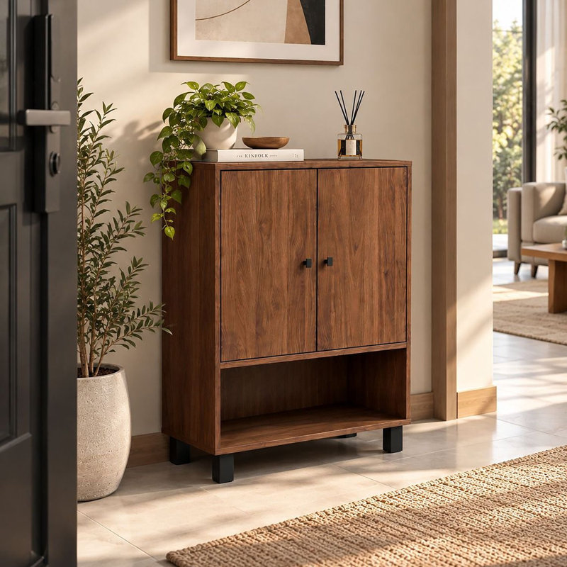 Shoe Storage Walnut Effect Cabinet
