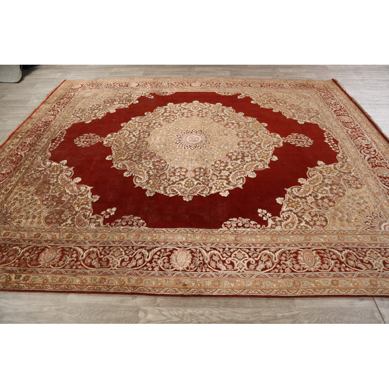 Tapis rouge noué à la main de conception unique 8 pi 0 po x 9 pi 10 po