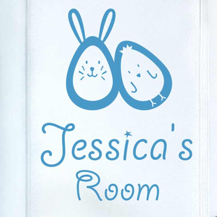 Bunny Rabbit Egg and Chick Kids Door Room Wall Sticker