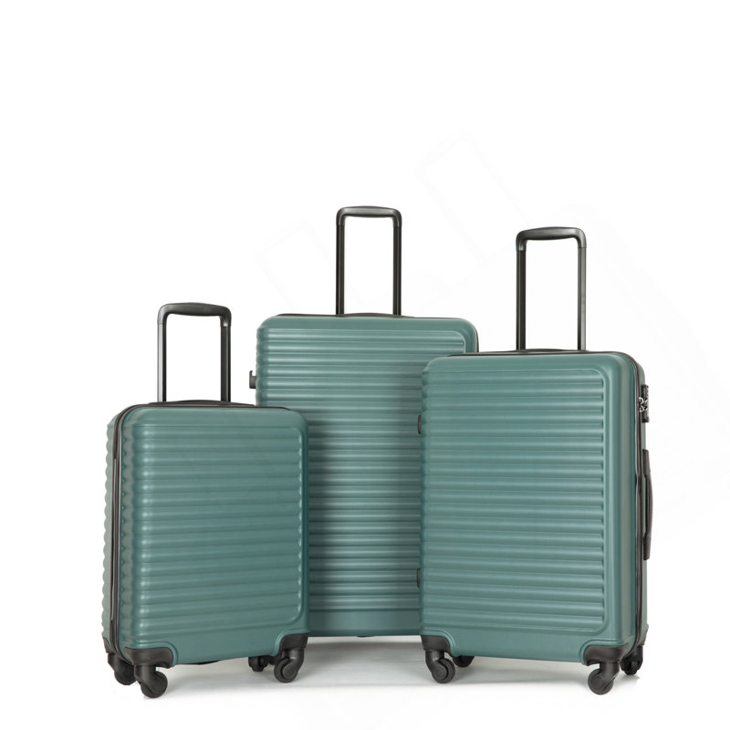 Ensembles de valises 3 pièces, valises à roulettes rigides, ensembles de valises de voyage légères avec verrou TSA, vert, 20/24/28 pouces