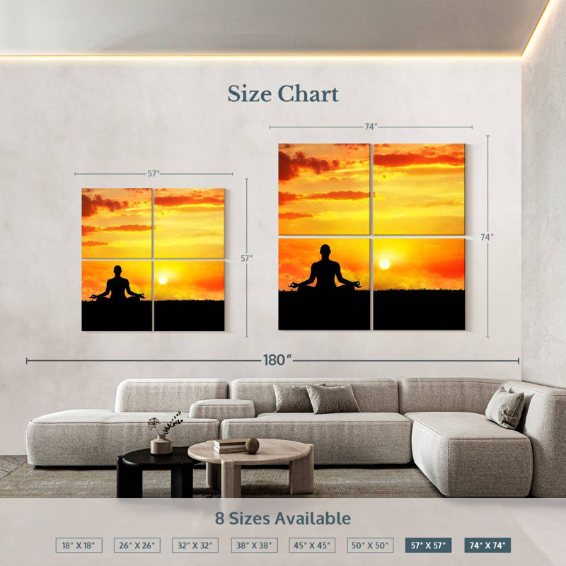 Kerrick Sunset Yoga Meditation, H 57 po x l 57 po